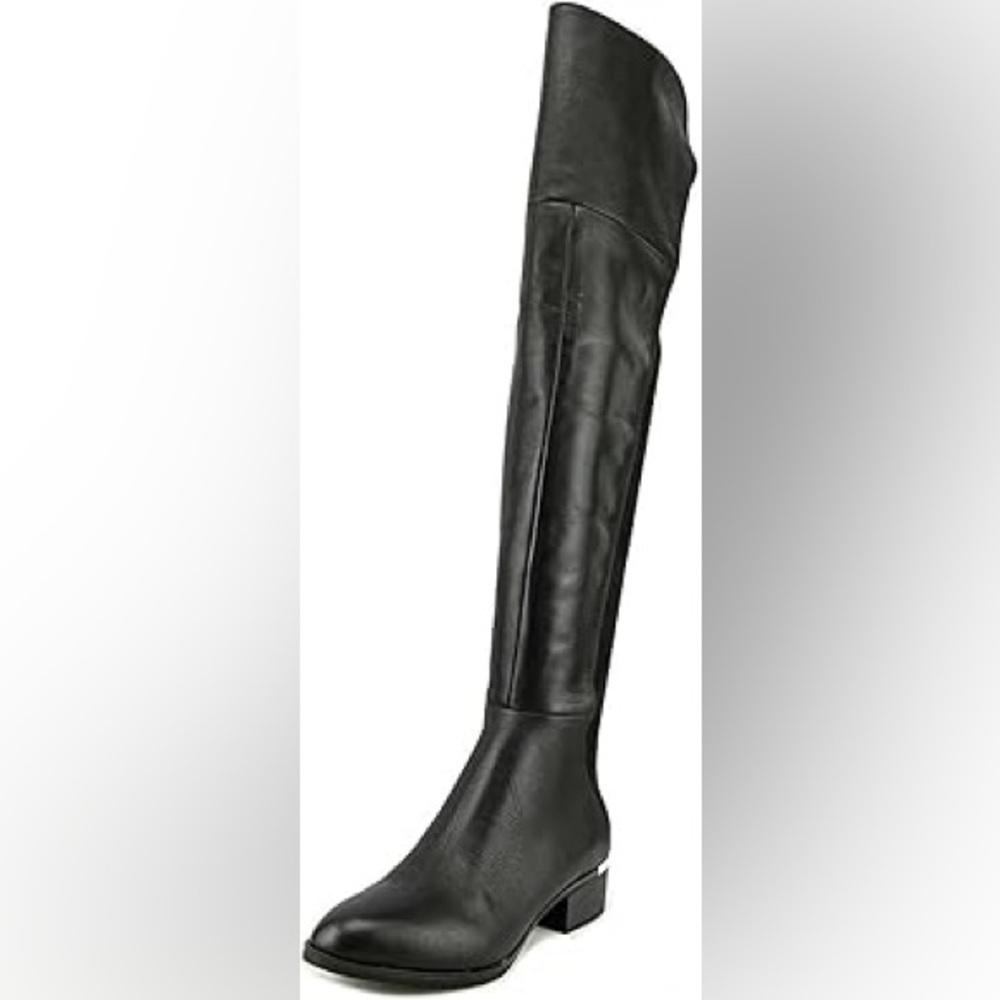 bar III Rene Leather Over-The-Knee Boots in Black. Size 6